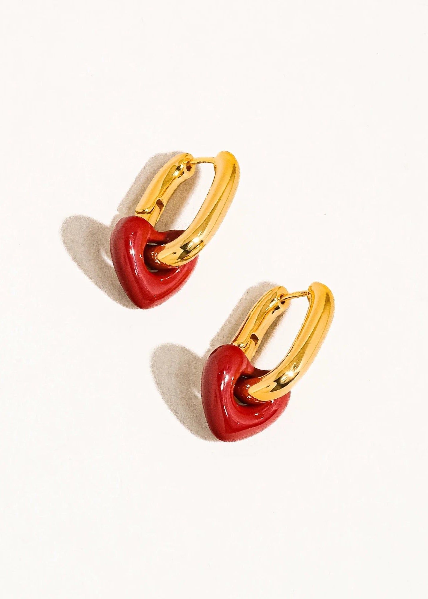 Red Heart Chain 18k Gold Earring