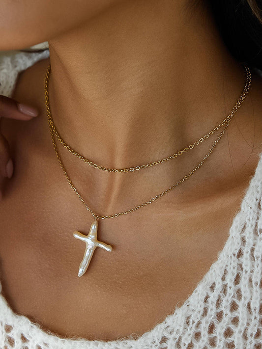 Pearl Cross Necklace